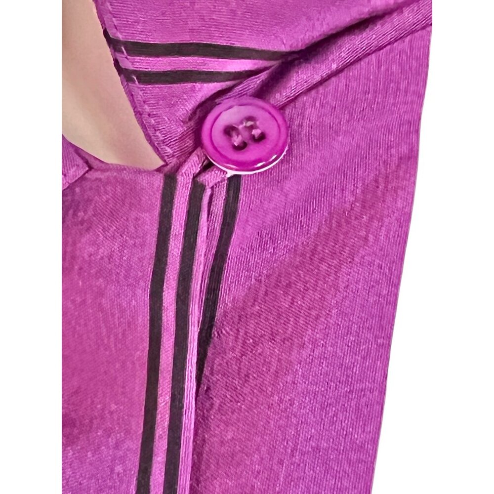 Austin Reed Womens size 14 Petite Shirt Silk Purple Striped Long Sleeve 1990s - Picture 7 of 12
